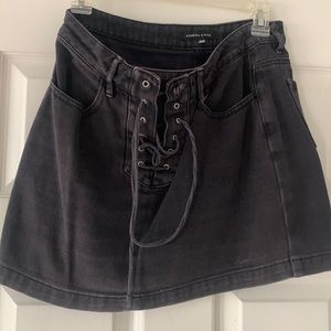 black tie up denim skirt